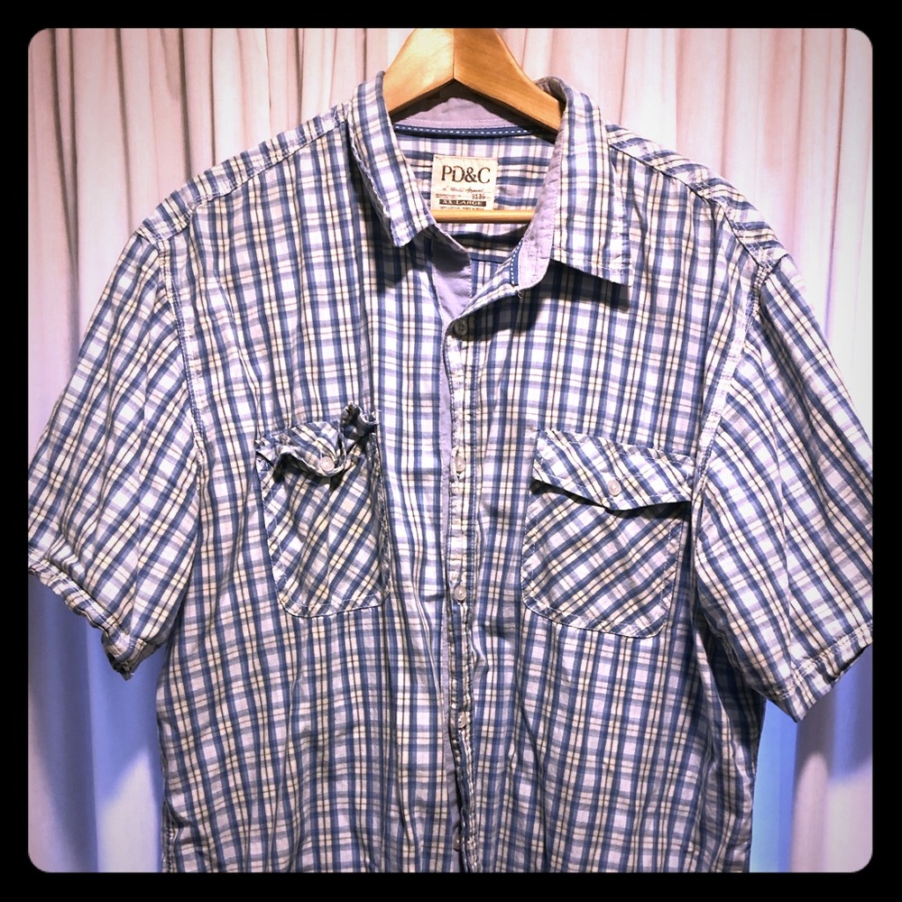 PD&C plaid shirt-sleeve button-down shirt